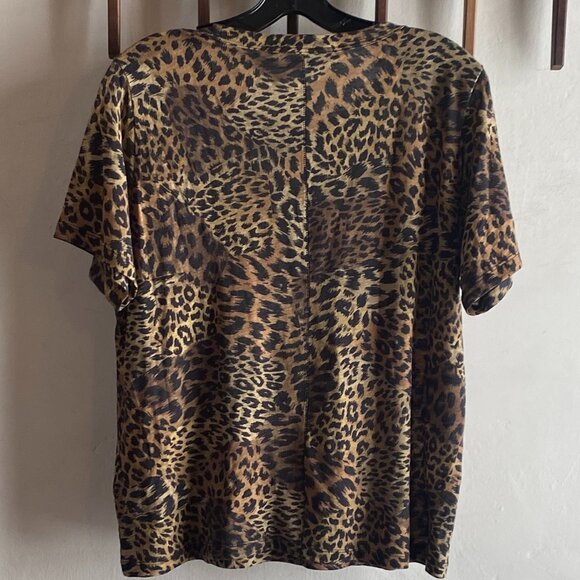 Veronica Beard Carla Crew Neck T-Shirt-Leopard - Picture 6 of 7